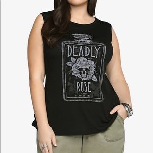Torrid Deadly Rose Fringe Back Sleeveless Tee